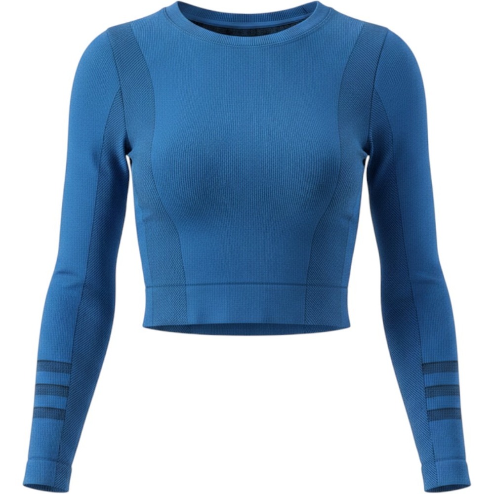 All in Motion Long Sleeve Top Size M Blue Activewear Seamless Ribbed Workout